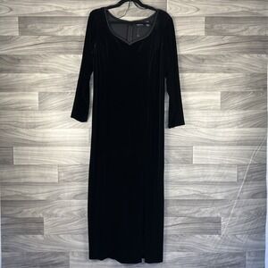 Hillard & Hanson Dress Women 12 Black Velvet Long‎ Vintage Y2K Whimsigoth Witchy